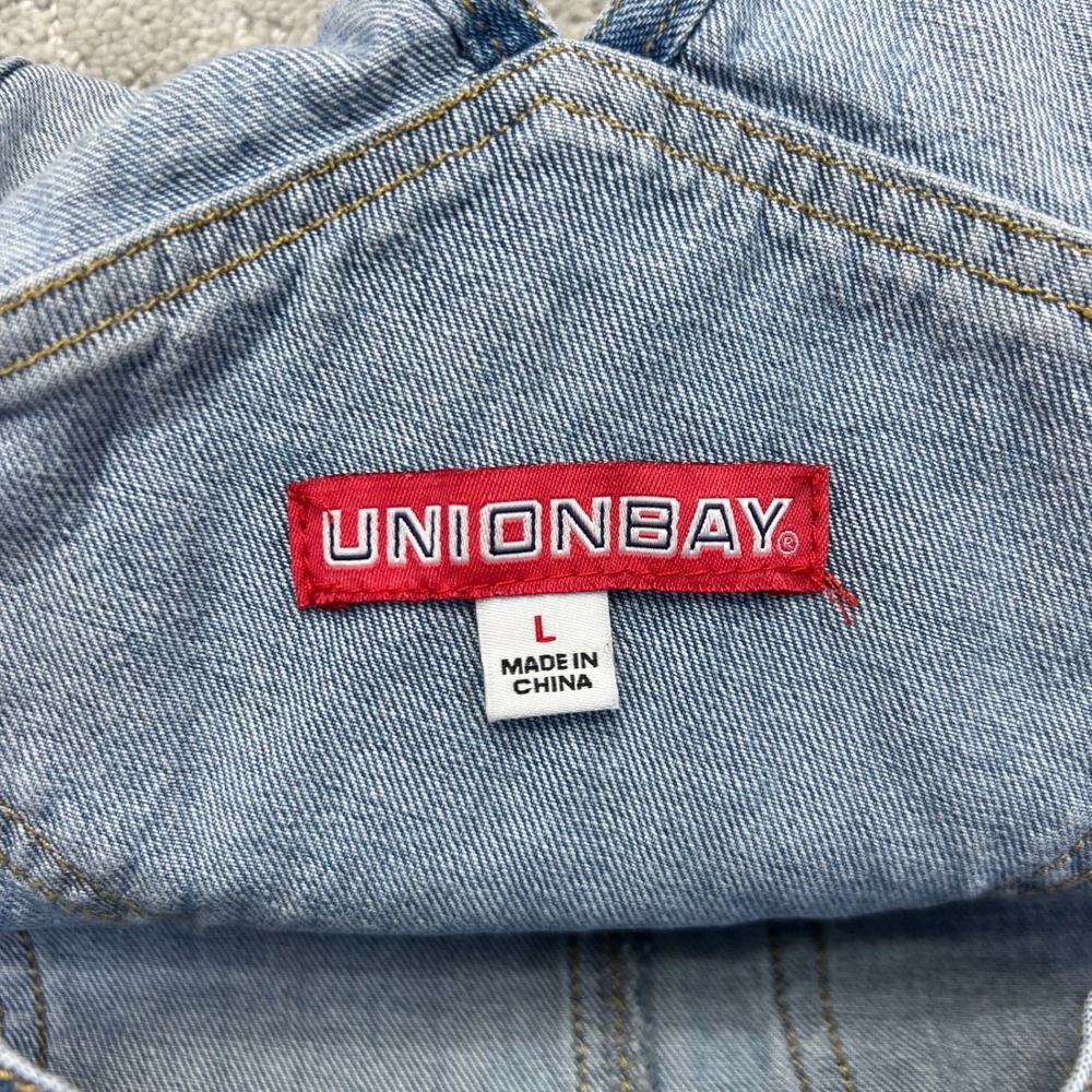Unionbay Overalls Size Large Blue Denim Bib Jumper Pockets Utility Workwear - Picture 7 of 16